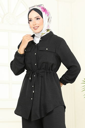 moda selvim طقم أسود 9159PLK541 - Thumbnail