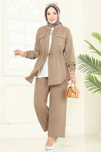 moda selvim طقم بيج 9159PLK541 - Thumbnail