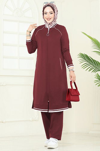 moda selvim Combined 9161PLK541 Burgundy - Thumbnail