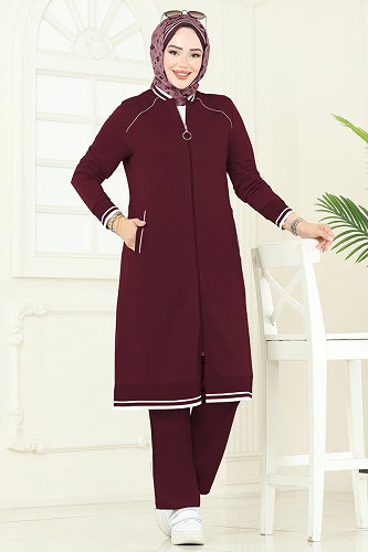 moda selvim Combined 9161PLK541 Burgundy - Thumbnail