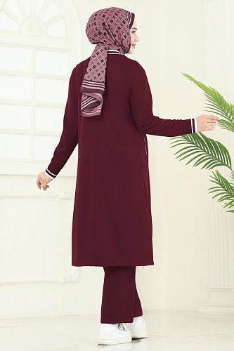 moda selvim Combined 9161PLK541 Burgundy - Thumbnail