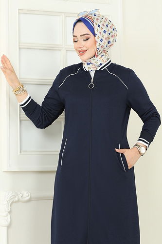 moda selvim طقم كحلي غامق 9161PLK541 - Thumbnail