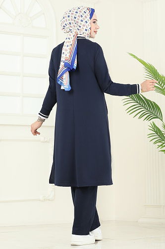 moda selvim طقم كحلي غامق 9161PLK541 - Thumbnail