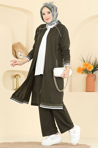 moda selvim طقم اخضر عفني 9161PLK541 - Thumbnail