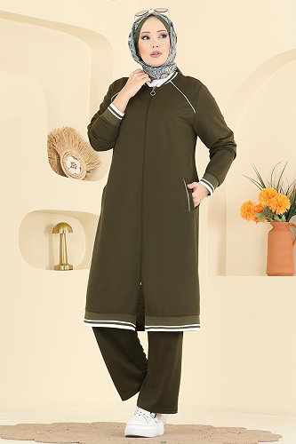 moda selvim طقم اخضر عفني 9161PLK541 - Thumbnail