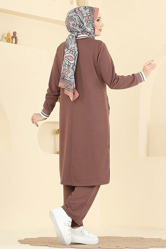 moda selvim طقم بيج وردي 9161PLK541 - Thumbnail