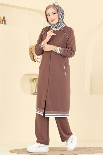 moda selvim طقم بيج وردي 9161PLK541 - Thumbnail