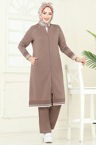 moda selvim طقم بيج 9161PLK541 - Thumbnail