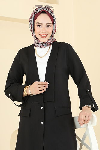 moda selvim طقم أسود 9163PLK541 - Thumbnail