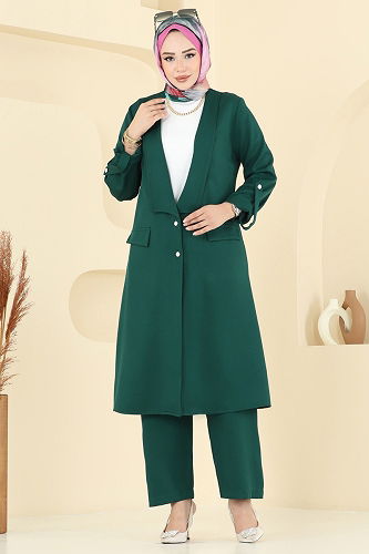 moda selvim طقم زيتي 9163PLK541 - Thumbnail