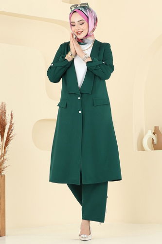 moda selvim طقم زيتي 9163PLK541 - Thumbnail