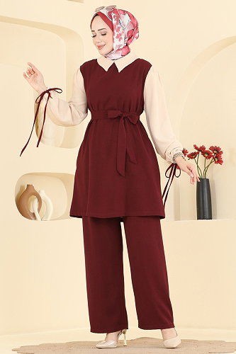 moda selvim Combined 9237PLK541 Burgundy - Thumbnail