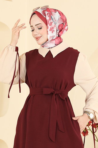 moda selvim Combined 9237PLK541 Burgundy - Thumbnail