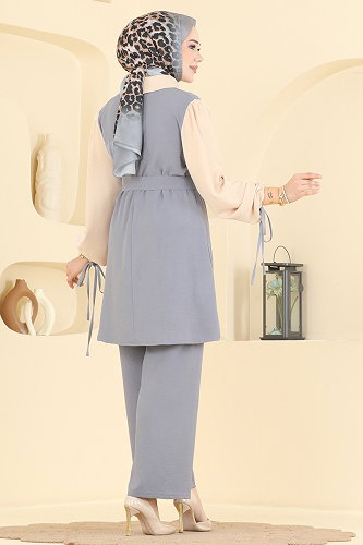 moda selvim طقم رمادي 9237PLK541 - Thumbnail