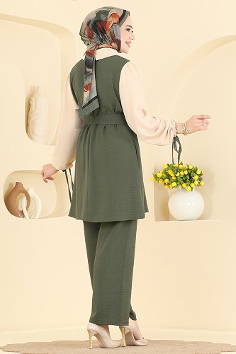 moda selvim طقم اخضر عفني 9237PLK541 - Thumbnail
