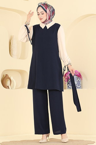 moda selvim طقم كحلي 9237PLK541 - Thumbnail