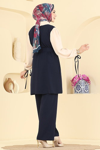 moda selvim طقم كحلي 9237PLK541 - Thumbnail