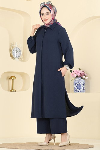 moda selvim طقم كحلي غامق 9240PLK541 - Thumbnail