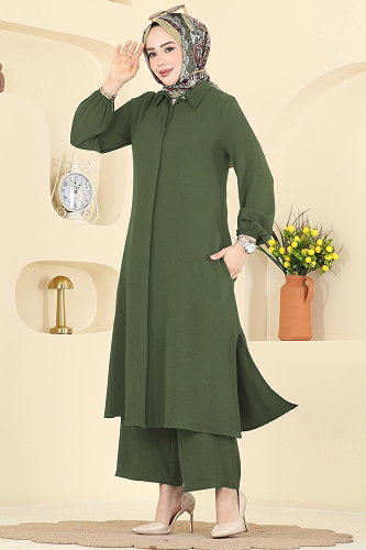 moda selvim طقم اخضر عفني 9240PLK541 - Thumbnail