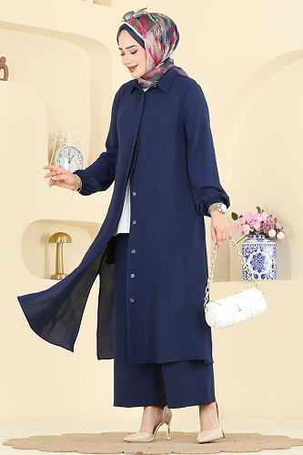 moda selvim طقم كحلي 9240PLK541 - Thumbnail