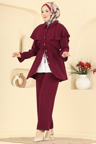 moda selvim Combined 9244PLK541 Burgundy - Thumbnail
