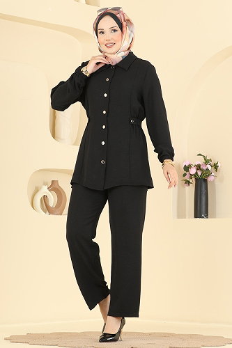 moda selvim طقم أسود 9245PLK541 - Thumbnail