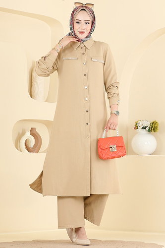 moda selvim طقم بيج 9251PLK541 - Thumbnail