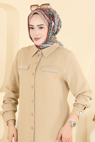 moda selvim طقم بيج 9251PLK541 - Thumbnail