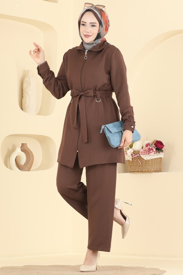 Modaselvim Hijab Combinations Combined 9252PLK541 Brown