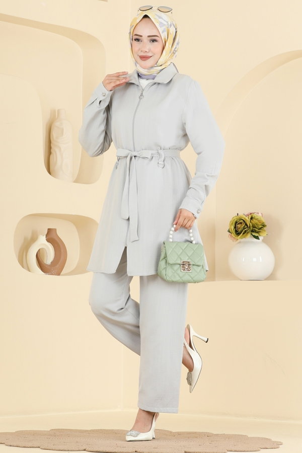 Modaselvim Hijab Combinations Combined 9252PLK541 Gray