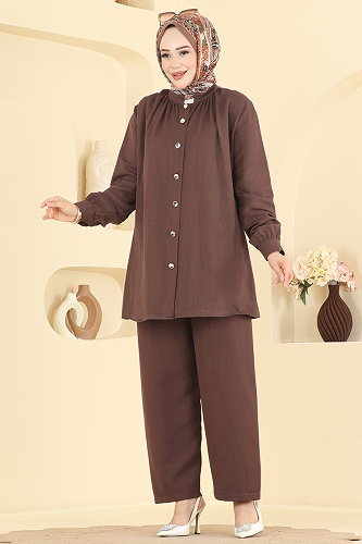 moda selvim طقم بني 9253PLK541 - Thumbnail