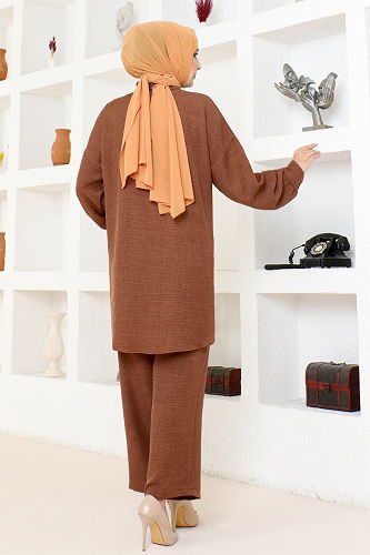 moda selvim طقم بني AFL4190-M - Thumbnail