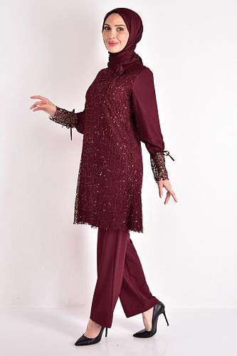 moda selvim Combined ASM2547-M Burgundy - Thumbnail