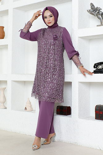 moda selvim طقم ليلكي ASM2547-M - Thumbnail