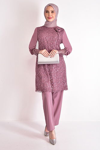 moda selvim طقم وردي ASM2547-M - Thumbnail