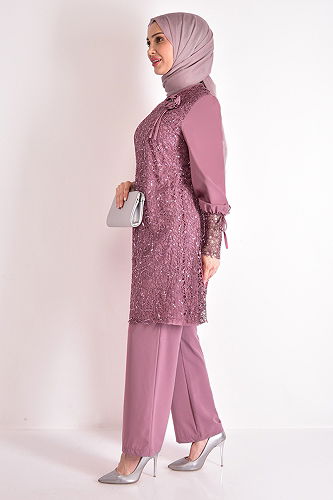 moda selvim طقم وردي ASM2547-M - Thumbnail