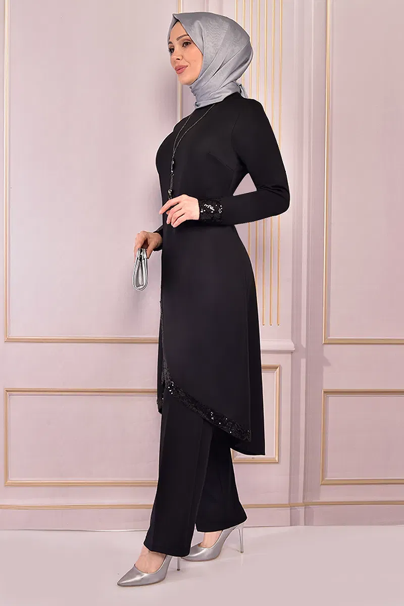 moda selvim طقم أسود ASM2559-M - Thumbnail