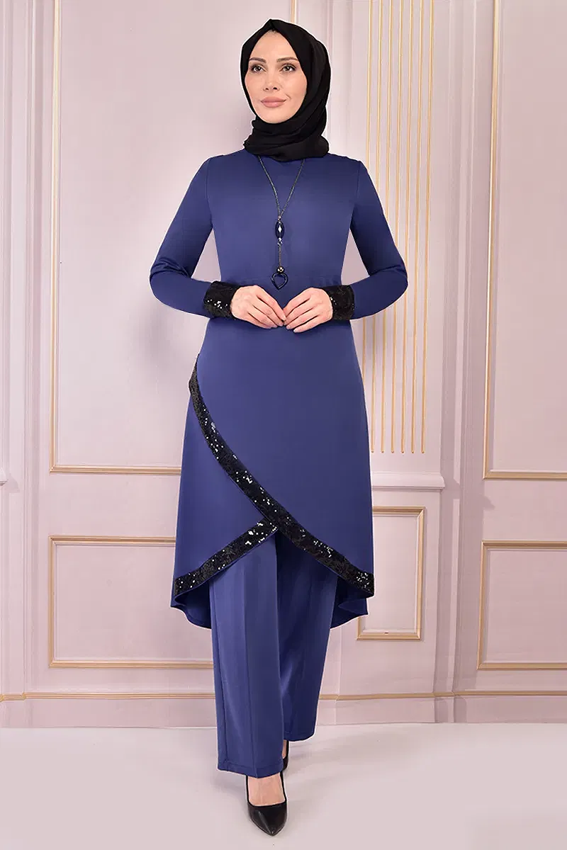 moda selvim طقم ازرق ASM2559-M - Thumbnail