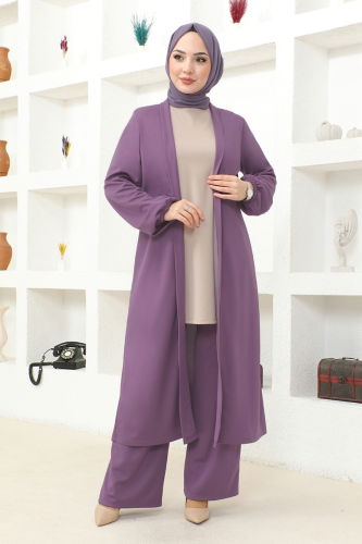 moda selvim طقم ليلكي ASM2649-1 - Thumbnail