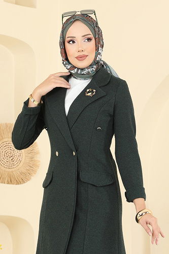 moda selvim طقم زيتي ASM2657 - Thumbnail