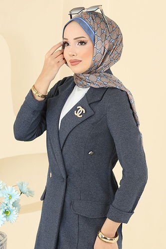 moda selvim طقم ازرق ASM2657 - Thumbnail