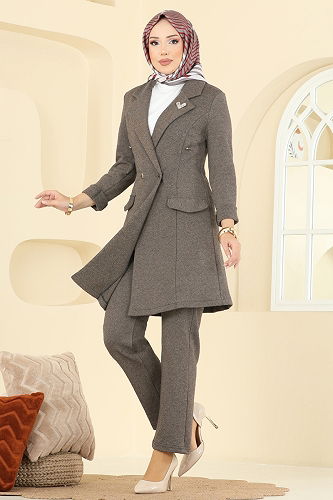 moda selvim طقم بيج ASM2657 - Thumbnail