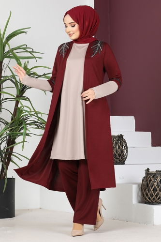 moda selvim Combined ASM2668-1 Burgundy - Thumbnail