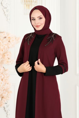 moda selvim Combined ASM2668 Burgundy & Black - Thumbnail