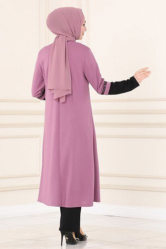 moda selvim طقم وردي واسود ASM2668 - Thumbnail