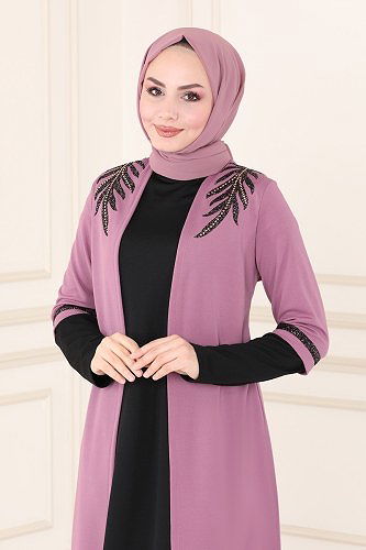 moda selvim طقم وردي واسود ASM2668 - Thumbnail