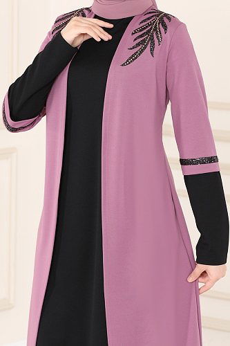 moda selvim طقم وردي واسود ASM2668 - Thumbnail