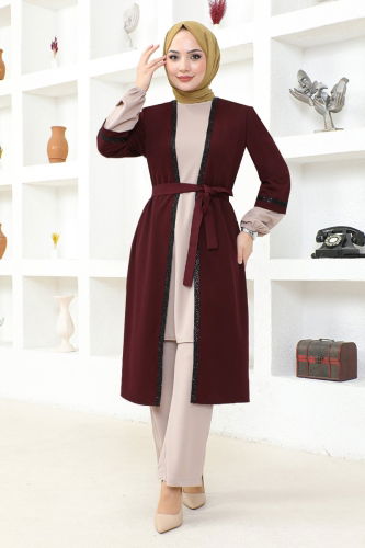 moda selvim Combined ASM2670-1 Burgundy - Thumbnail