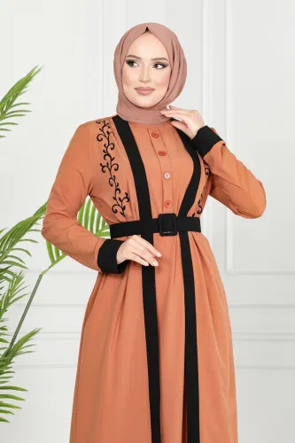 moda selvim طقم عسلي فاتح ASM2694 - Thumbnail