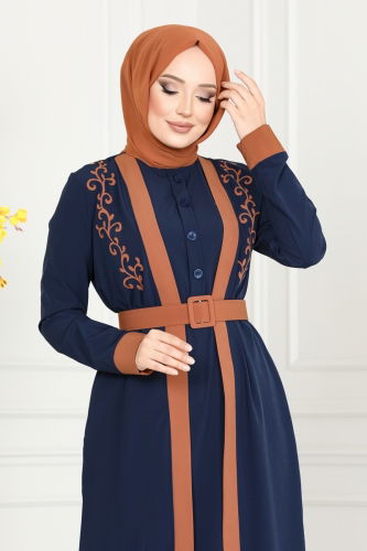 moda selvim طقم كحلي ASM2694 - Thumbnail